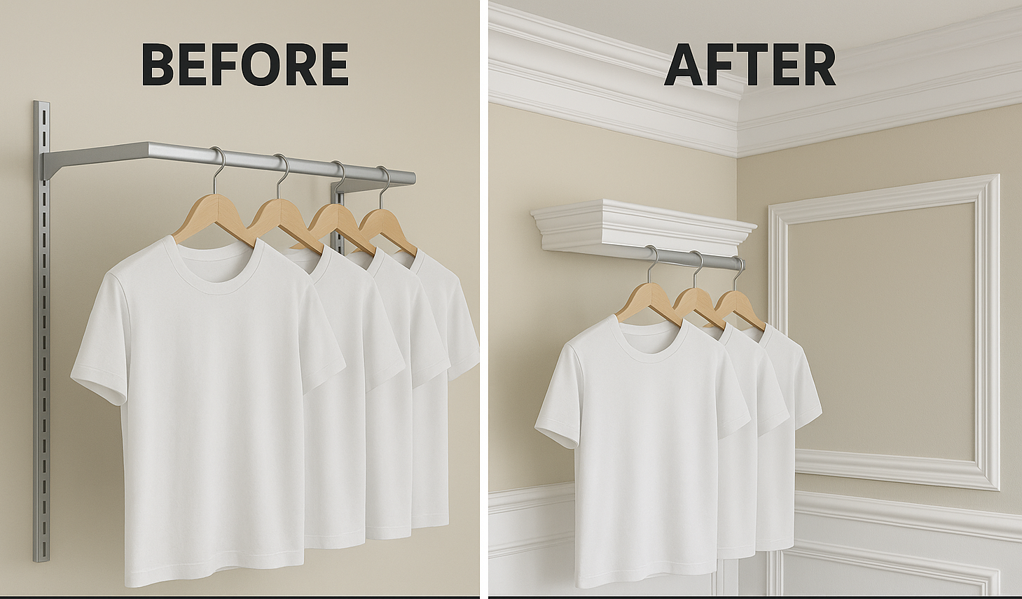 Before and after applying Durawell PVC molding